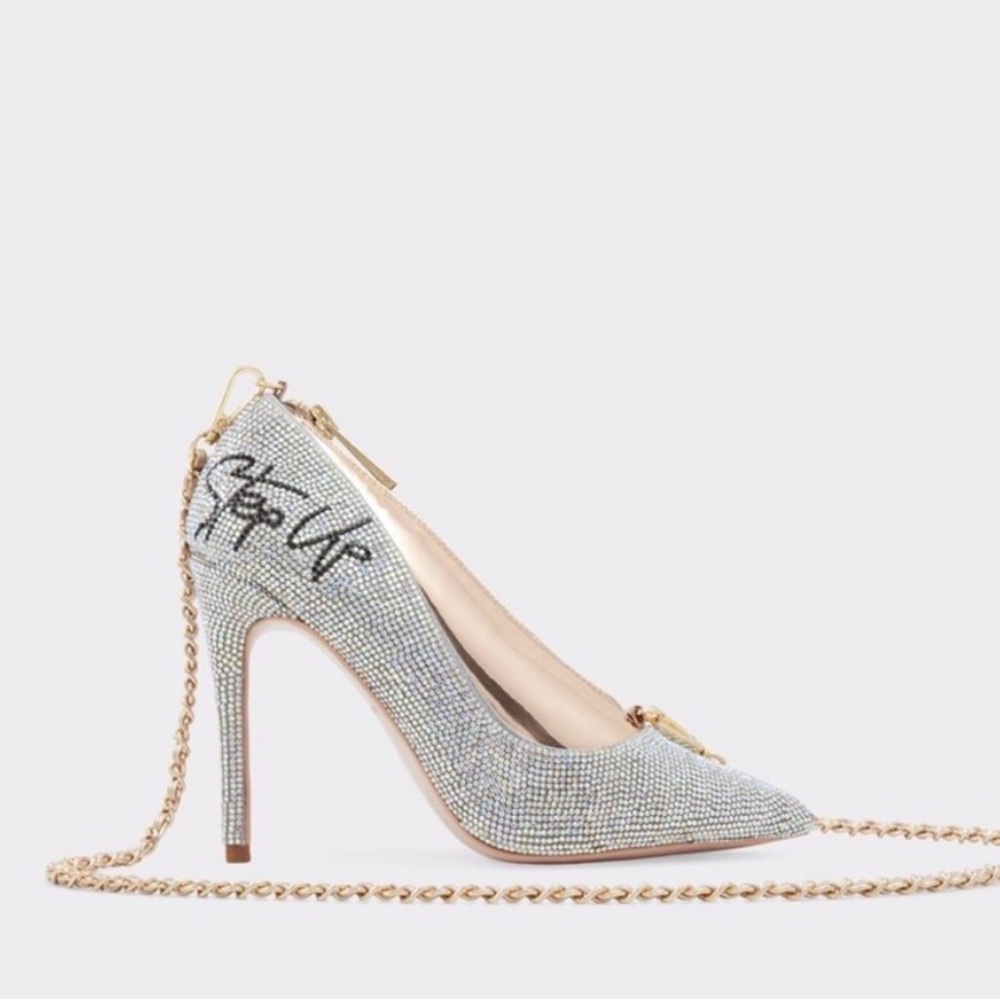 Aldo Silver Crossbody Bag with Chain Detail